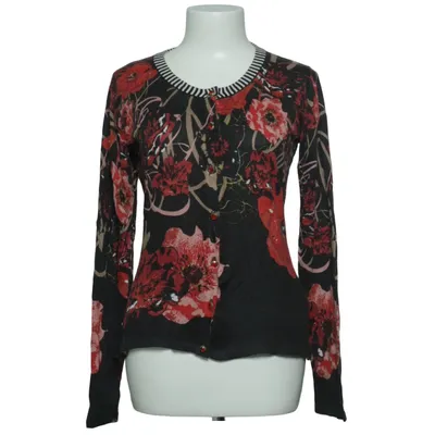 Strickjacke (Schwarz, Rot, Mehrfarbig) von Eva & Claudi Kaschmir, Baumwolle, Nylon, Viskose