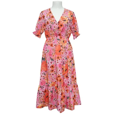 Långklänning (Rosa, Orange, Flerfärgad) från Malabay Polyester