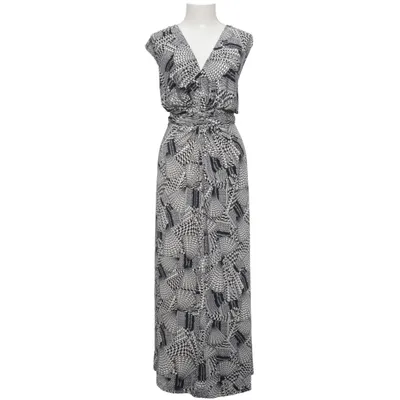 Maxikjole (Sort, Hvid) fra Izabel London Elastan, Polyester