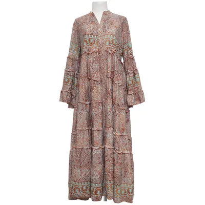 Maxi dress (Brown, Turquoise, Multicolored) from Malkaa Viscose