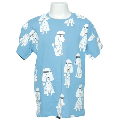 T-shirt (Oversized, blå T-shirt med puddelmönster av bomull) von Lindex Kids Baumwolle