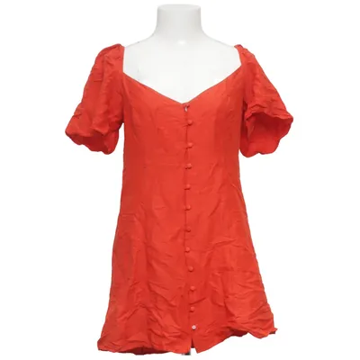 Robe (Rouge) de Zara Woman Coton, Lin, Viscose