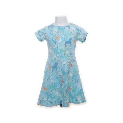 Klänning (Blå, Flerfärgad) från Villervalla Elastan, Ekologisk bomull