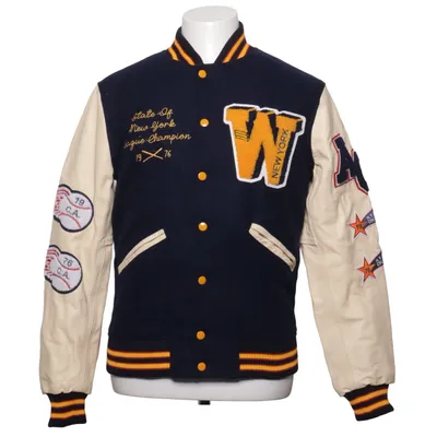 Varsity jacket (Blue, Beige, Multicolored) from American College Leather, Polyester, Wool