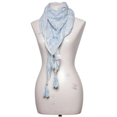 Shawl (Blue, White) from Zwillingsherz Cotton, Viscose