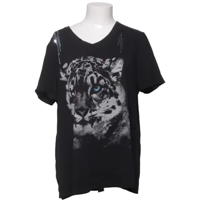 T-shirt (Zwart) van Ulla Popken Katoen, Elastaan