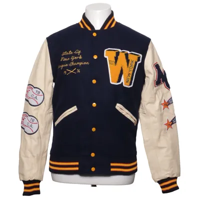 Collegejakke (Blå, Beige, Flerfarvet) fra American College Læder, Polyester, Uld