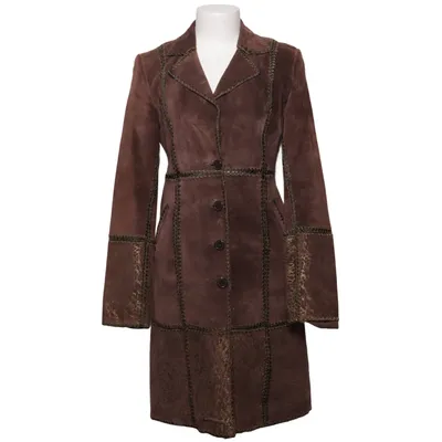 Veste longue en cuir (Marron) de Mille K Cuir, Polyester