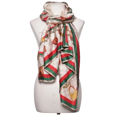 Shawl (Beige, Red, Green) Silk, Viscose