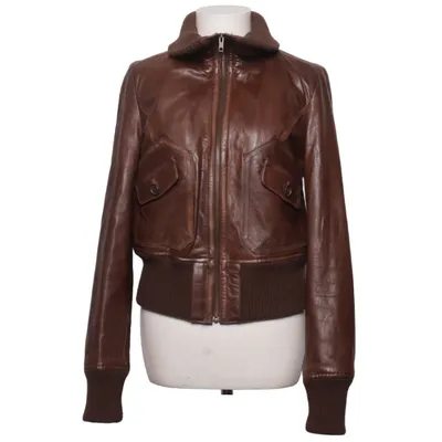 Leather jacket (Brown) from H&M Acrylic, Leather, Polyester