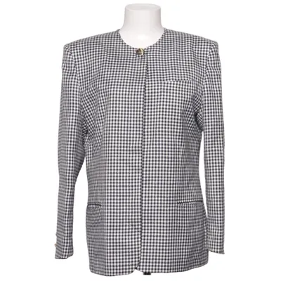 Kavaj (Vit, Blå) från Birgitta by Westerlind Acetat, Polyester, Viskos, Ull