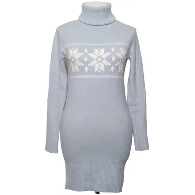 Jurk met col (Blauw, Wit) van Idea Kasjmier, Elastaan, Merinowol, Viscose