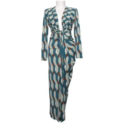 Maxi dress (Blue, Brown, Multicolored) Elastane, Polyester