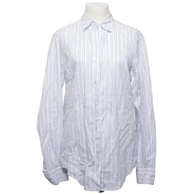 Chemise (Bleu, Blanc) de Massimo Dutti Coton, Lin