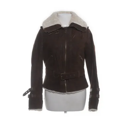 Leather jacket (Brown) from Jofama by Kenza Acrylic, Polyester, Faux fur, Leather