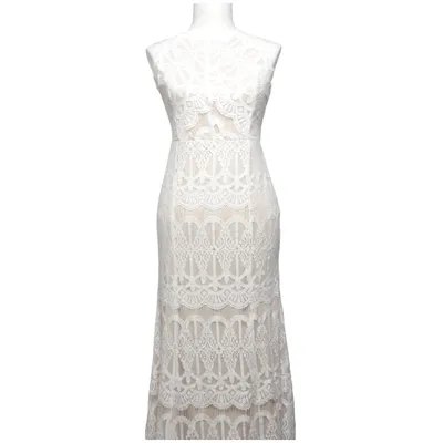 Maxi dress (White, Beige) from Lily Mcbee Cotton, Elastane, Polyamide, Polyester