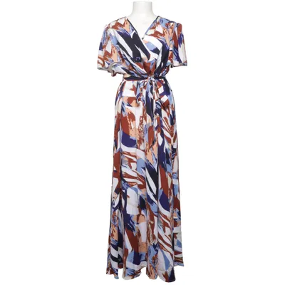 Maxi dress (Blue, Brown, White, Multicolored) from Shein Curve Elastane, Polyester