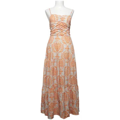 Långklänning (Orange, Vit) Elastan, Polyester