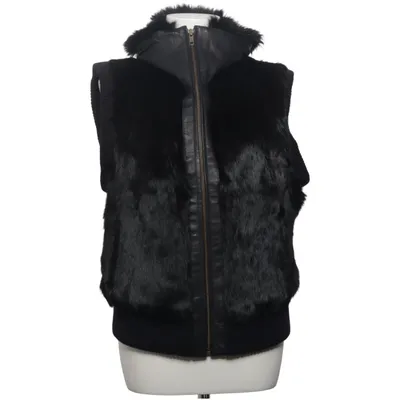 Gilet en fourrure (Noir) de Godske Simonsen Polyester, Fourrure de lapin