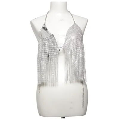 Kropssmykke (Silver Diamante Tassel Detail Halterneck Crop Top) fra PrettyLittleThing Ukendt metal