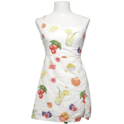 Dress (White, Multicolored) from Bershka Cotton, Linen, Viscose