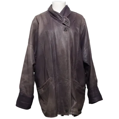 Ledermantel (Grau, Lila) von R&G Polyester, Leder