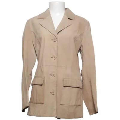 Læderblazer (Beige) fra Outer Edge Acetat, Læder