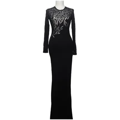 Robe longue (Noir) de Jonathan Saunders Coton, Élasthane, Polyamide