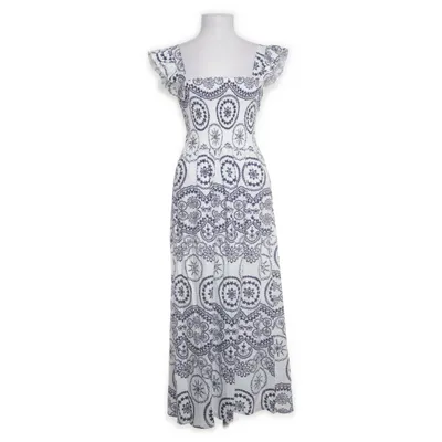 Maxi dress (White, Blue) from New Style Cotton, Elastane