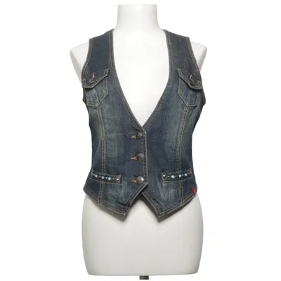 Spijker gilet (Blauw) van EDC by ESPRIT Katoen, Elastaan, Polyester