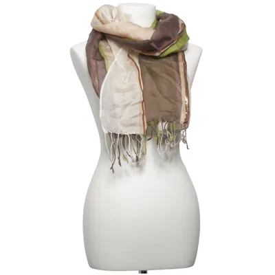 Scarf (Brown, Green, Beige) from Jasper Conran Cotton, Metallic fiber, Silk