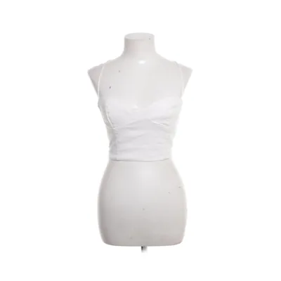Crop top (Blanc) de Zara Élasthane, Lin, Polyamide, Viscose
