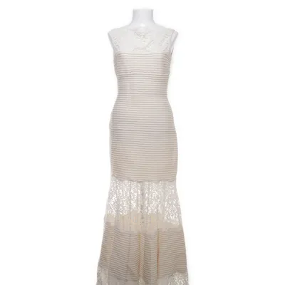 Robe longue (Beige, Blanc) de Tadashi Shoji Coton, Élasthane, Polyamide, Viscose