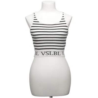 Crop Top (Schwarz, Weiß) von VSLBL Polyamid, Polyester, Viskose