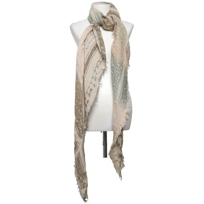 Shawl (Beige, Green) from Lala Berlin Cotton, Modal, Wool
