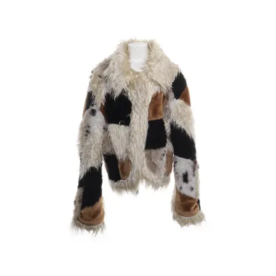 Jakke (Beige, Sort, Brun, Hvid) Akryl, Polyester