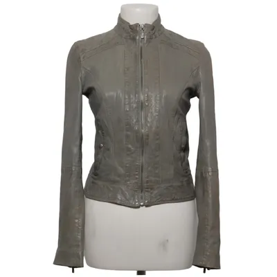 Læderjakke (Grå) fra Hugo Boss Læder, Polyester, Viscose