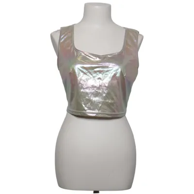 Crop top (Silver, Multicolored) from Allegra K Elastane, Polyester