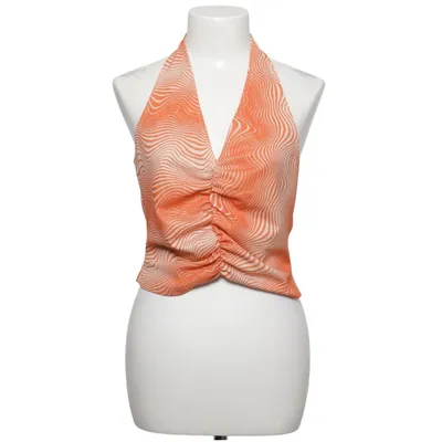 Halter neck top (Orange, White) from ASOS Design Elastane, Metallic fiber, Polyester