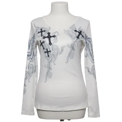 Langærmet t-shirt (Hvid, Sort) Elastan, Polyester