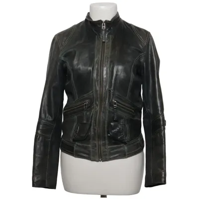 Leren jack (Grijs) van Oakwood Katoen, Leer, Polyester, Viscose