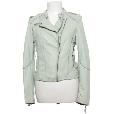 Bikerjakke (Grå) fra Oakwood Bomuld, Læder, Polyester