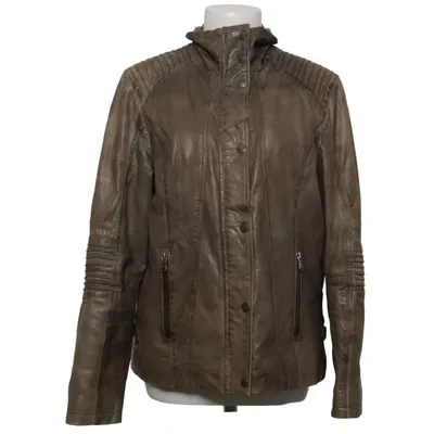 Leren jack (Grijs) van David Moore Acryl, Leer, Polyester