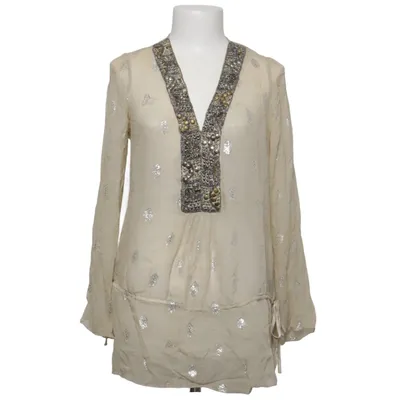 Blouse (Beige) de Halé Bob Fibre métallique, Soie