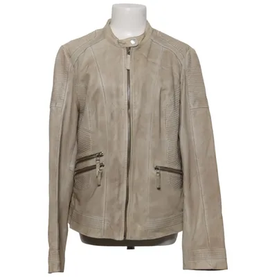 Läderjacka (Beige) från Saki Bomull, Skinn