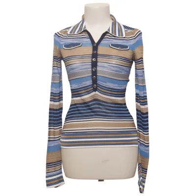 Norwegerpullover (Blau, Braun, Weiß) von Karen Millen Metallfaser, Polyester, Viskose