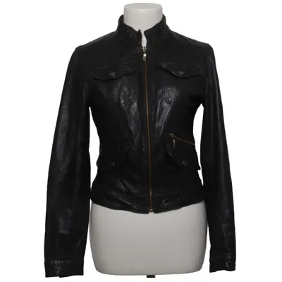 Leather jacket (Black) from Oui Set Cotton, Leather
