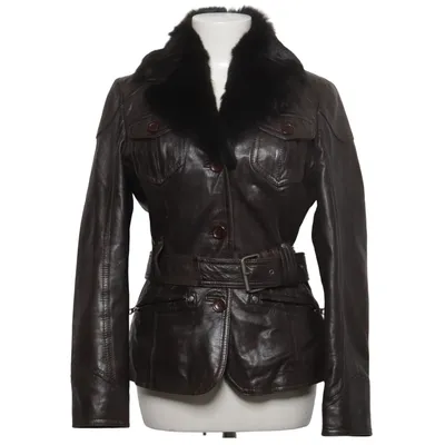 Leather jacket (Brown) from Gipsy Leather, Rabbit fur, Cotton