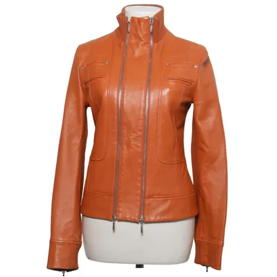 Läderjacka (Orange) från Mango Bomull, Skinn, Polyester