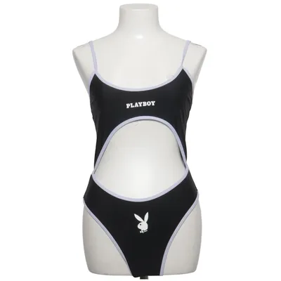 Swimsuit (Black, White) from Playboy x Missguided Elastane, Polyamide